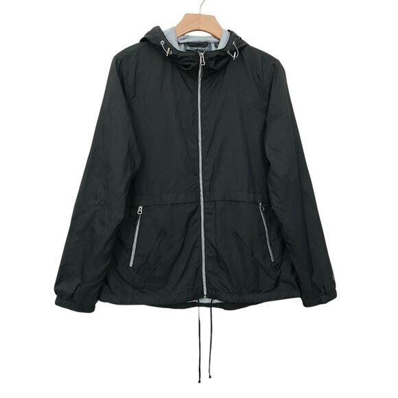 Free Country Windbreaker Mens Medium Black Lined Hooded Full Zip Outdoor Travel - Picture 1 of 12